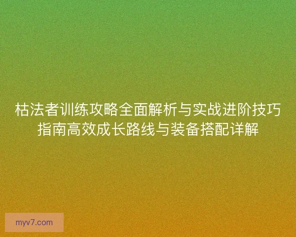 枯法者训练攻略全面解析与实战进阶技巧指南高效成长路线与装备搭配详解